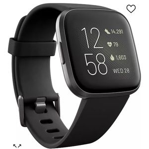 FITBIT Versa 2 Black Elastomer Strap Touchscreen Smart Watch NEW WITHOUT TAGS